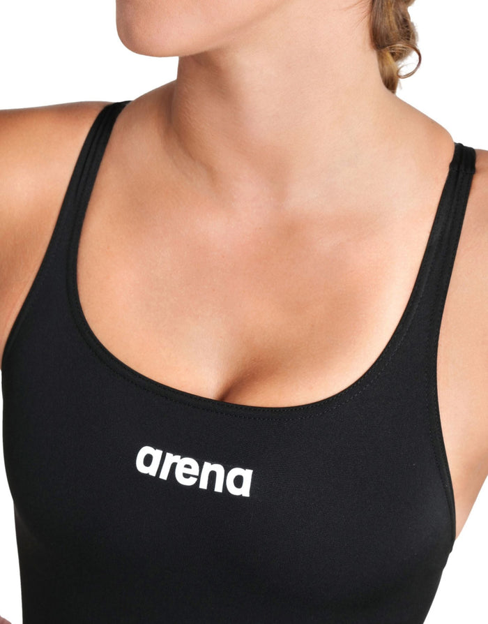 Arena Team Swim Pro Solid black sports bra with white logo