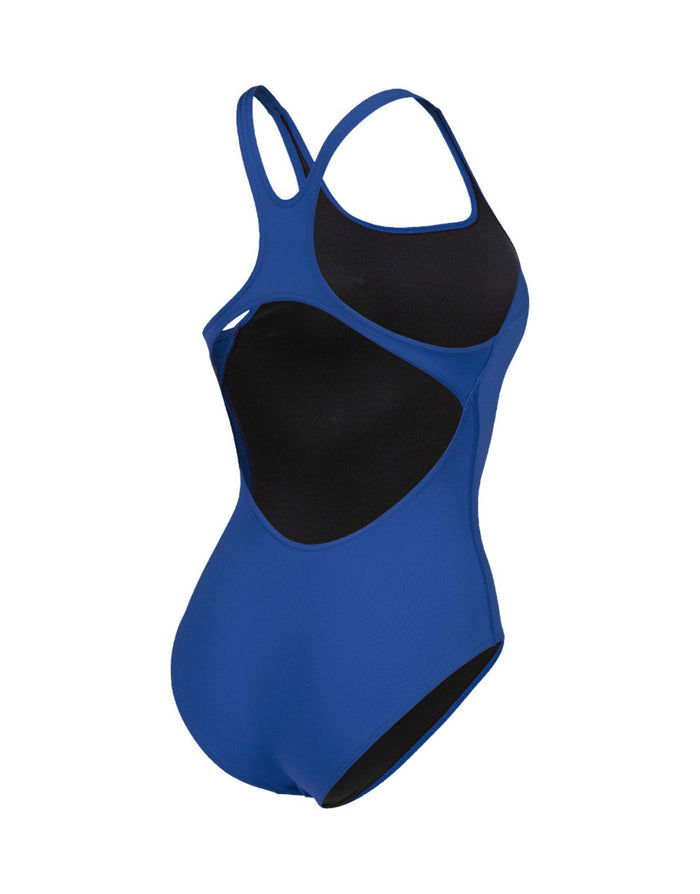 Royal blue Arena Team Swim Pro Solid swimsuit with black panel and straps
