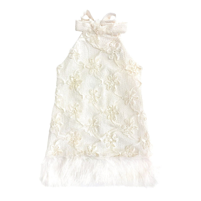 Ava Ivory Flower Faux Fur Dress - Petite Maison Kids
