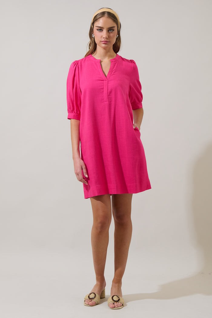 Ayline Linen Shift Mini Dress