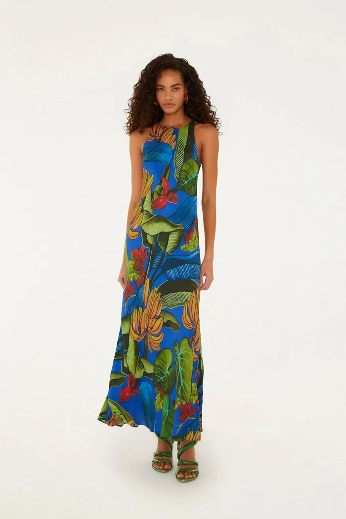 Banana Grapes Maxi Dress-Dresses-Uniquities