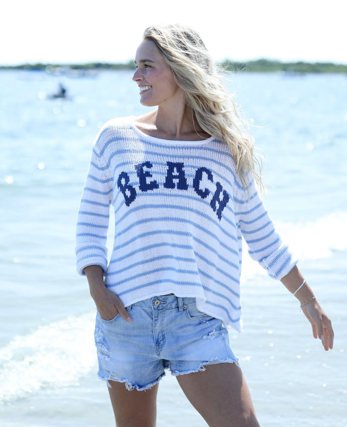 Beach Stripe Crew-Sweaters-Uniquities