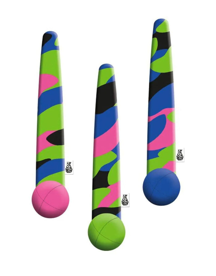 Vibrant neon camouflage neoprene diving balls with pink, green, blue accents
