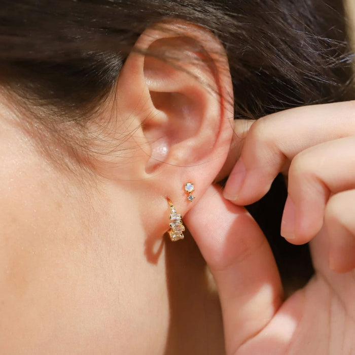 Bezel Set Pear Charm Earrings-Jewelry-Uniquities