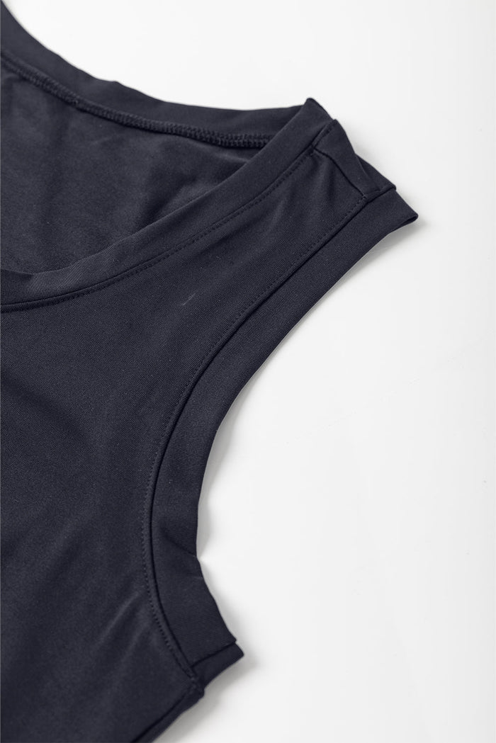 Black Casual Tank Style Tie Waist Pocketed Jogger Jumpsuit - Bottoms/Jumpsuits & Rompers