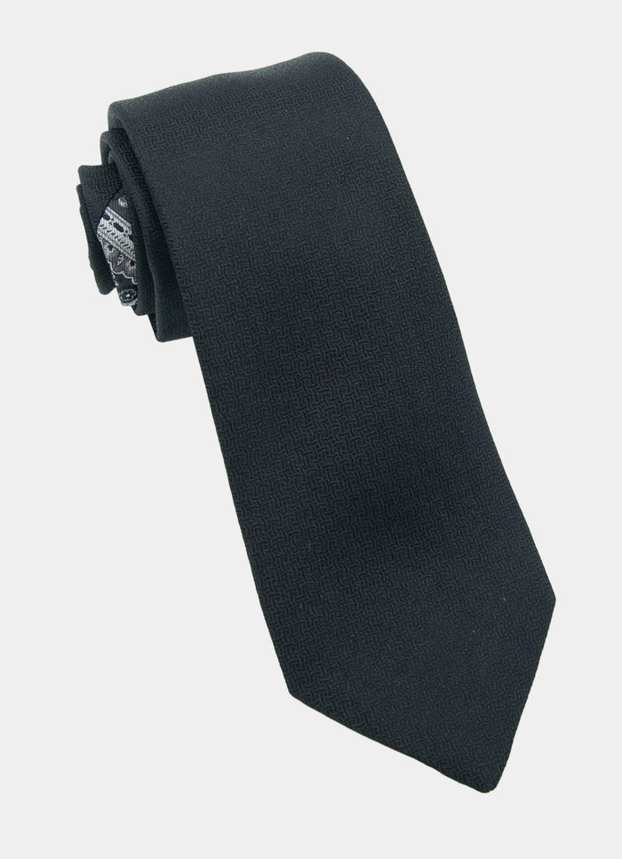 Black Chain Jacquard Silk Neck Tie - 15134-83647 - Hammer Made