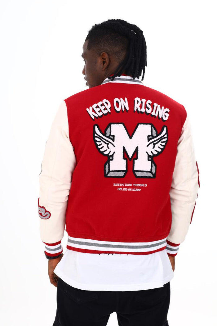 BLACK PHARAOH VARSITY JACKET - BH-002 - BURGUNDY/GREY
