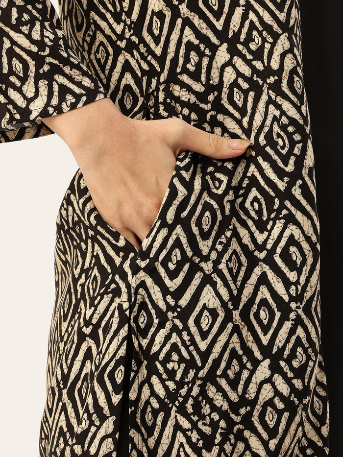 Black Printed Dress, midi dress, dress, women’s western wear, party wear dress, casual wear dress