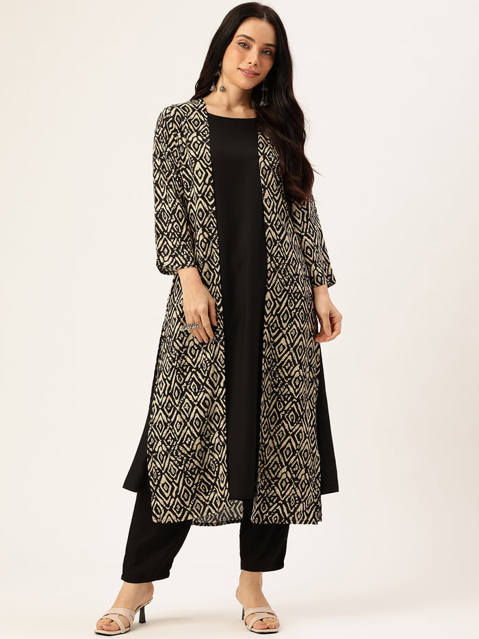 Black Printed Dress, midi dress, dress, women’s western wear, party wear dress, casual wear dress