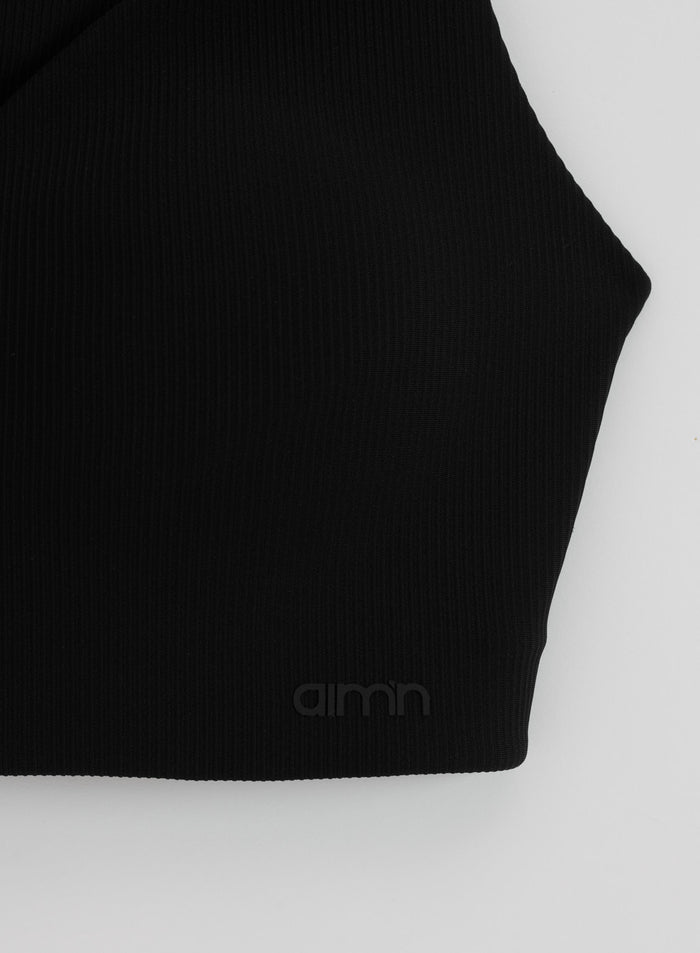 Black Ribbed Performance Support Bra