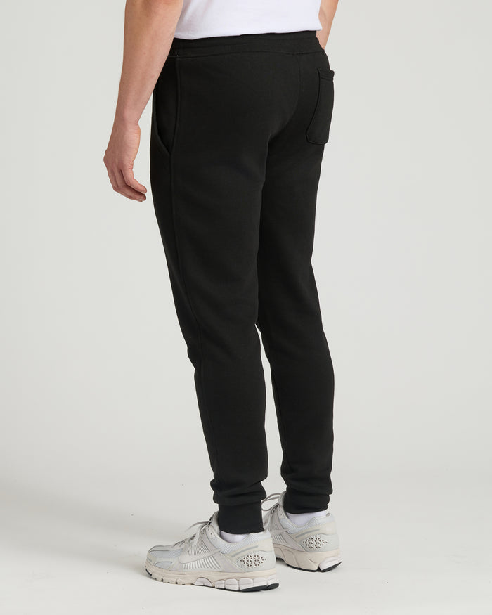 Black Tall Fleece French Terry Joggers with side and rear pockets.