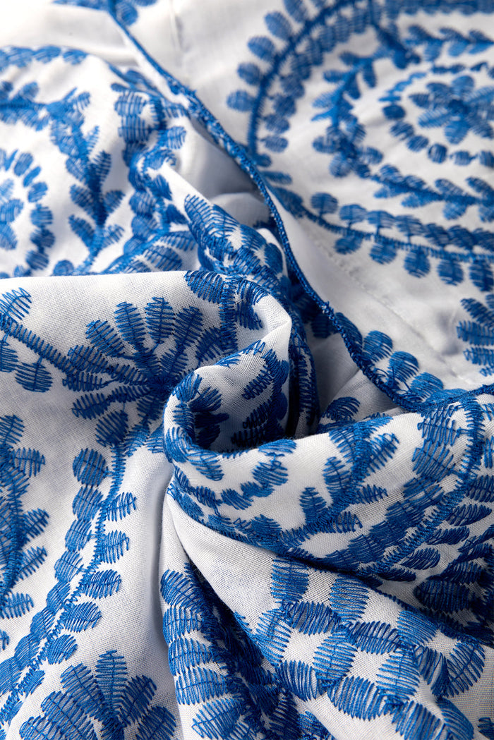 Blue Boho Print Flutter Sleeve Crew Neck Blouse - Tops/Blouses & Shirts