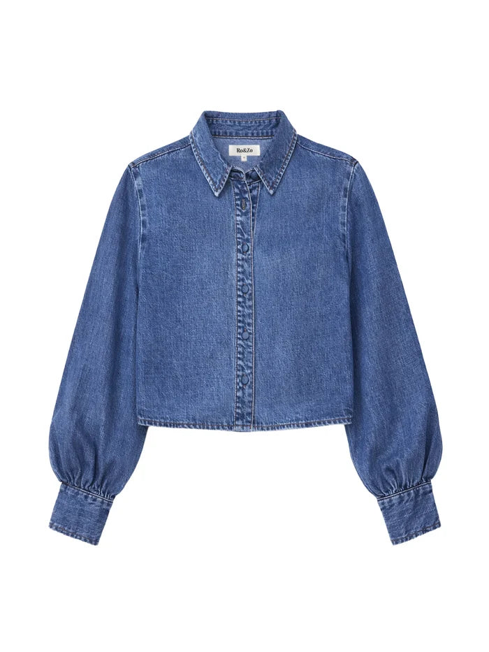 Blue Lyocell Denim Cropped Shirt