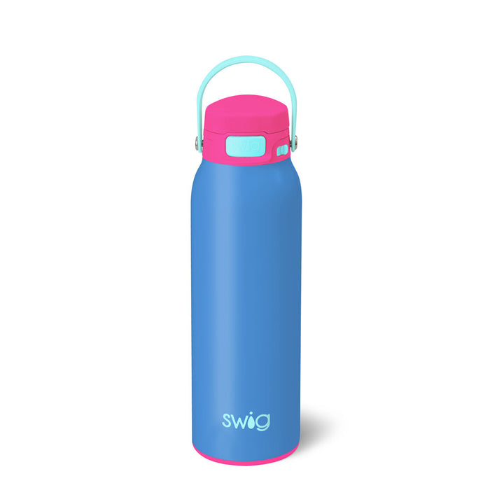 blue and hot pink swig leak proof bottle