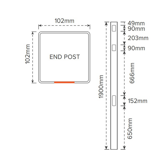 Oxworks Bridgehampton PVC End Post - White - 102mm x 102mm x 1900mm - Image 2