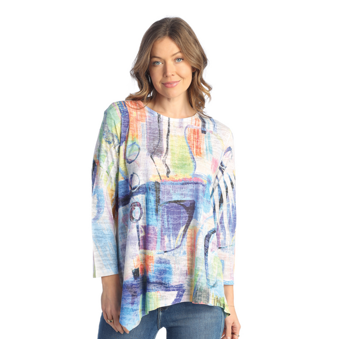 "Bristol" Jersey Burnout Asymmetric Tunic Top - JB3-1807