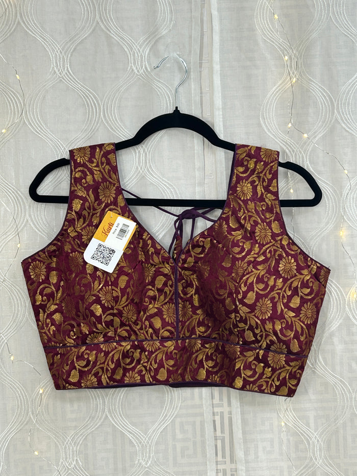 Brocade blouse : wine color by Kurti Connection USA