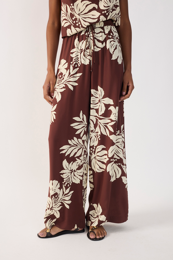 Brown Drawstring Pockets Wide-Leg Pants_4