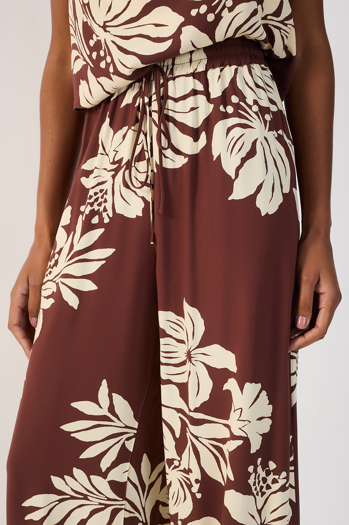 Brown Drawstring Pockets Wide-Leg Pants_5