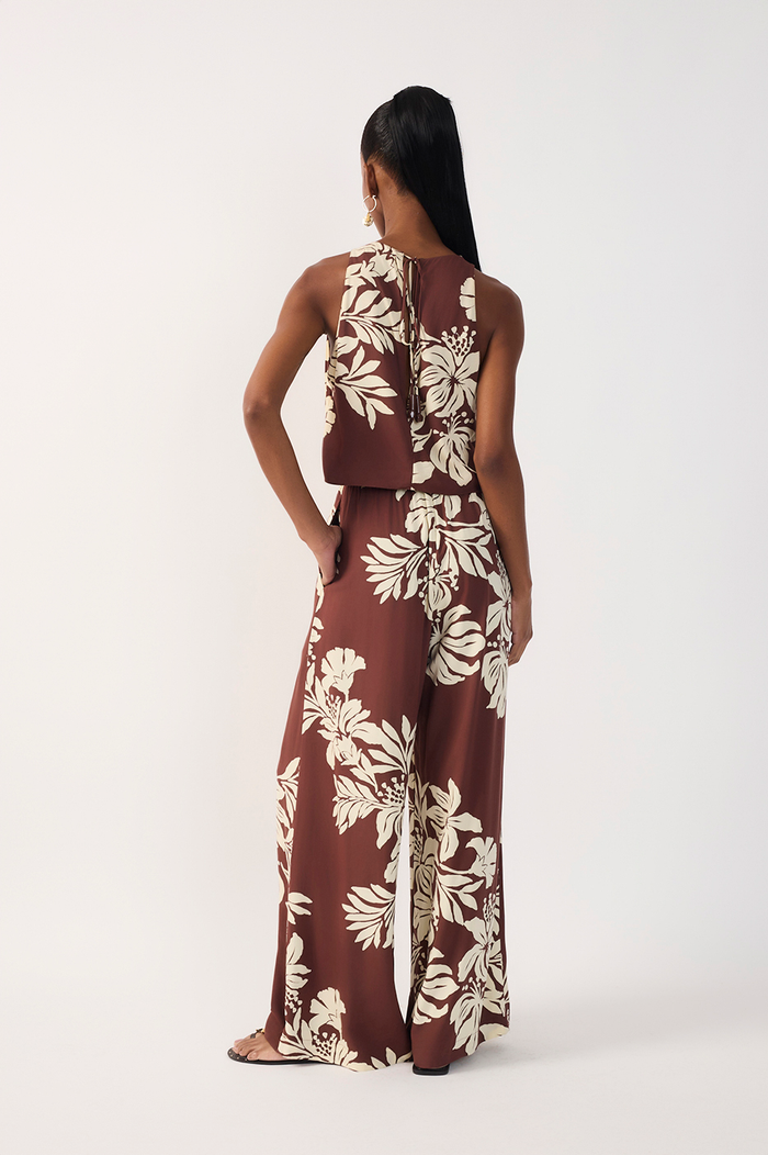 Brown Drawstring Pockets Wide-Leg Pants_6