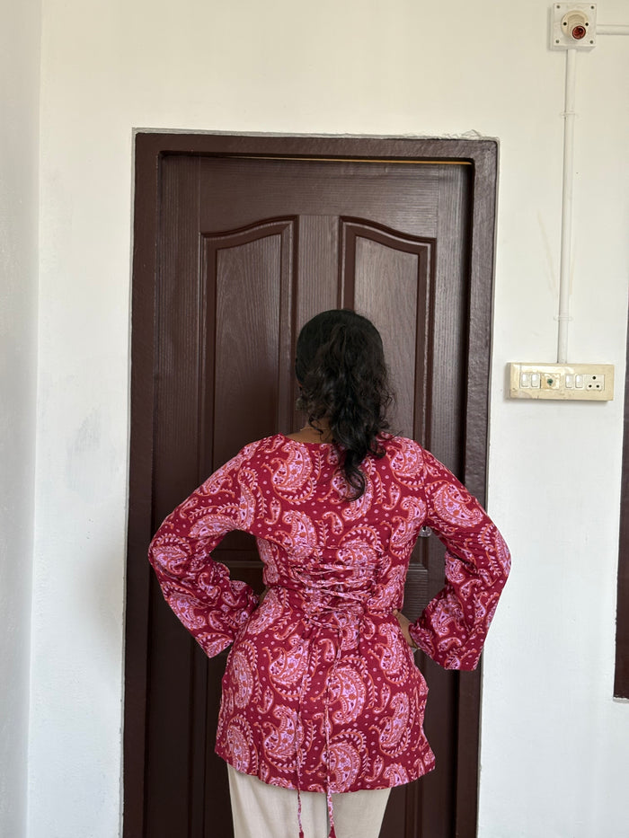 Brown Paisley corset back kurti