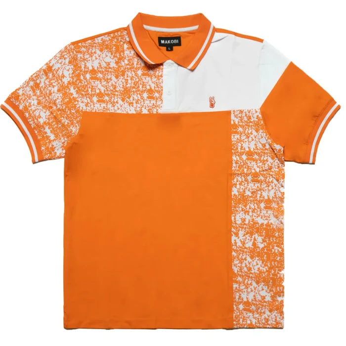 (B&T) MAKOBI BERGAMO POLO SHIRT - M373B - ORANGE/WHITE