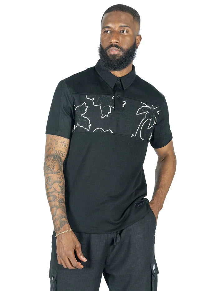 (B&T) MAKOBI "LEVONIA" POLO SHIRT - M422 - BLACK