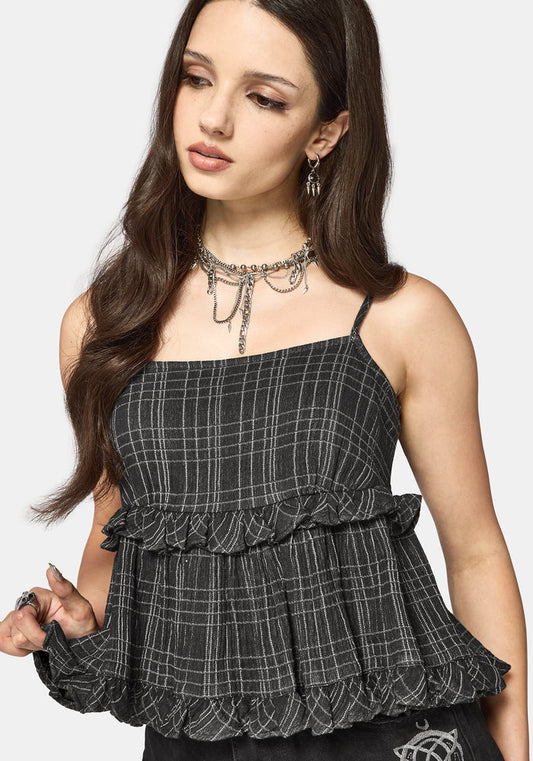 Caledon Check Gauze Tiered Cami