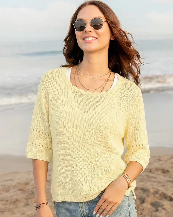 Calliope Scalloped Sweater-Sweaters-Uniquities
