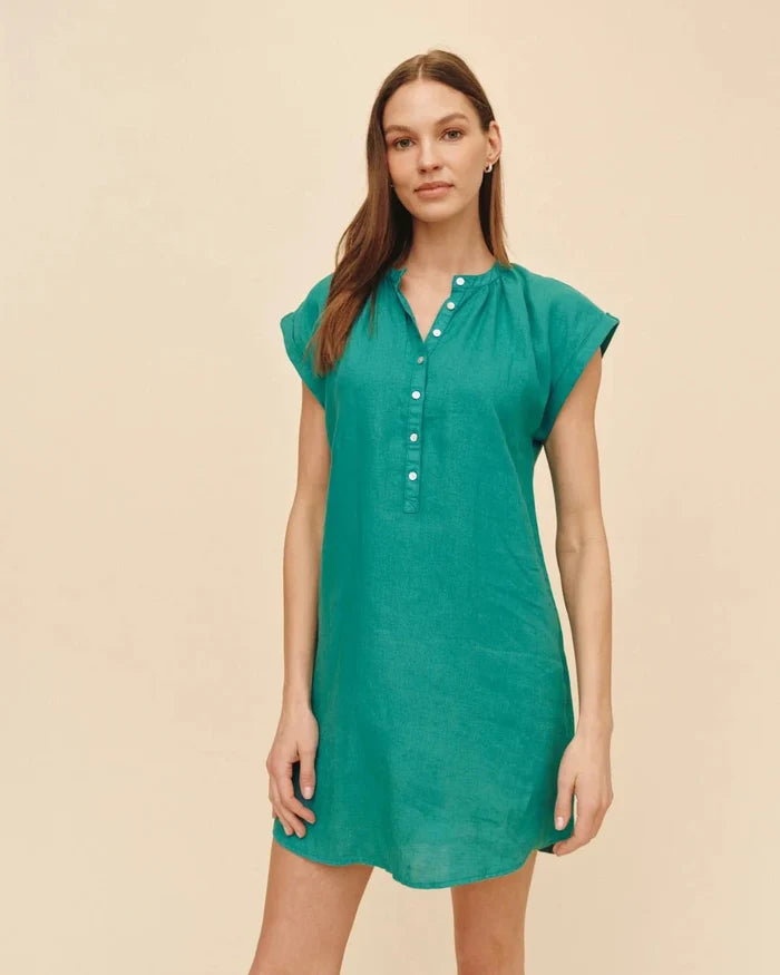 Cap Sleeve Henley Dress-Dresses-Uniquities