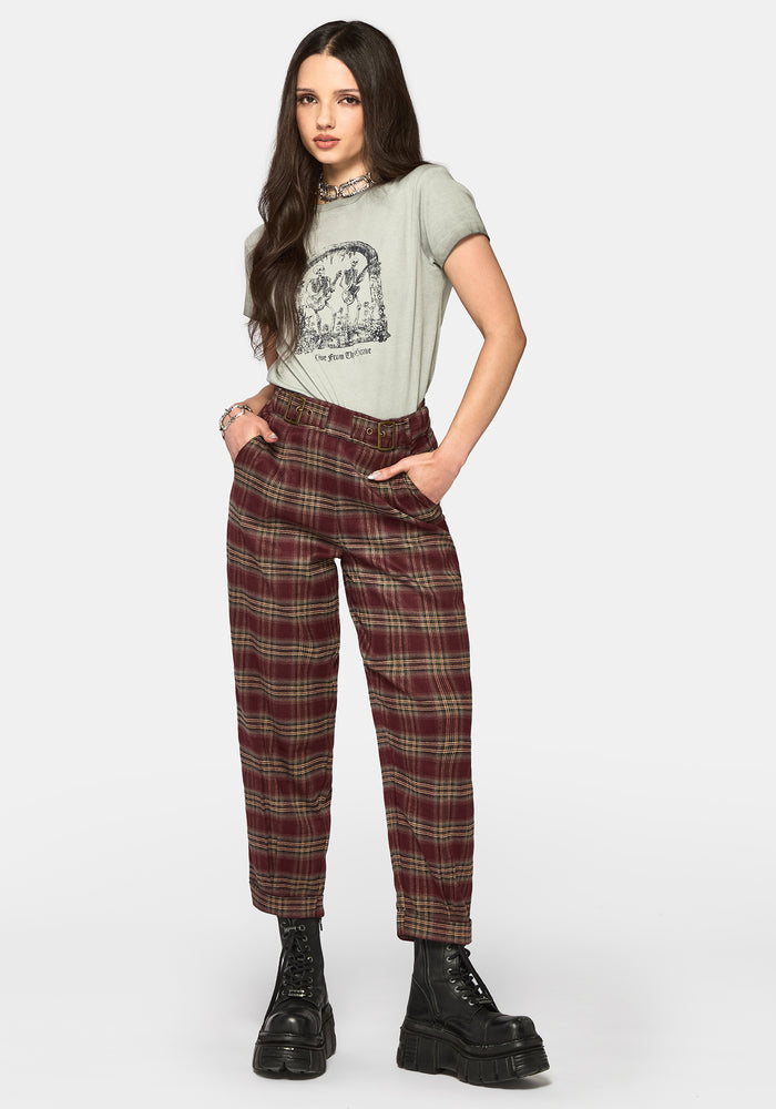 Cecily Buckle Balloon Trouser - Burgundy