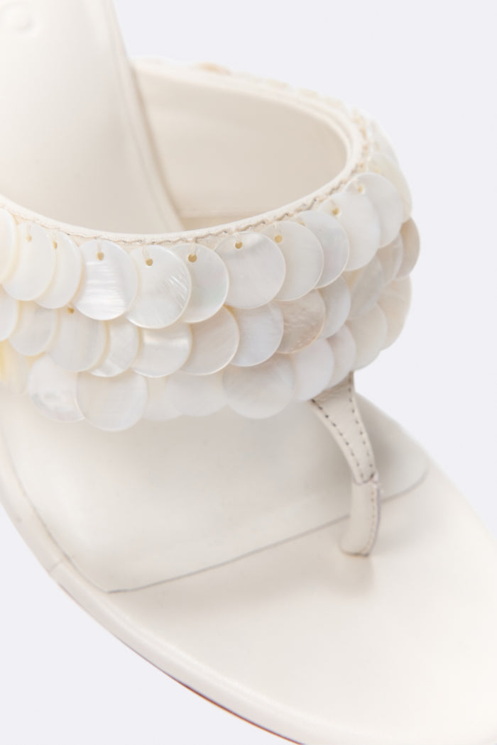 Celeste Paillette Thong Sandal in Ivory