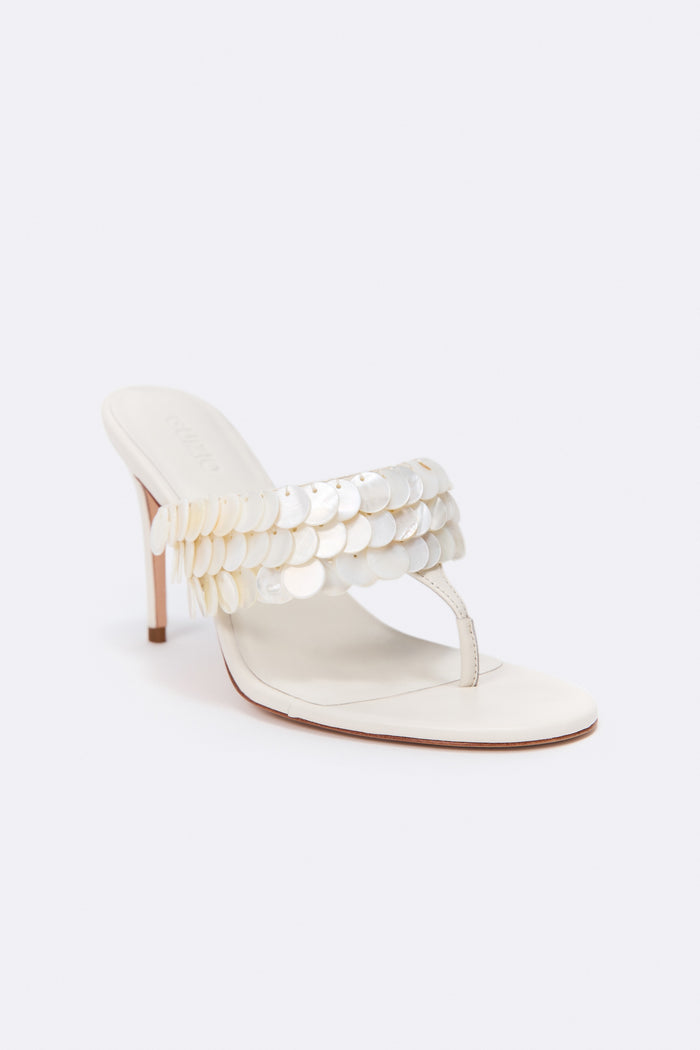 Celeste Paillette Thong Sandal in Ivory