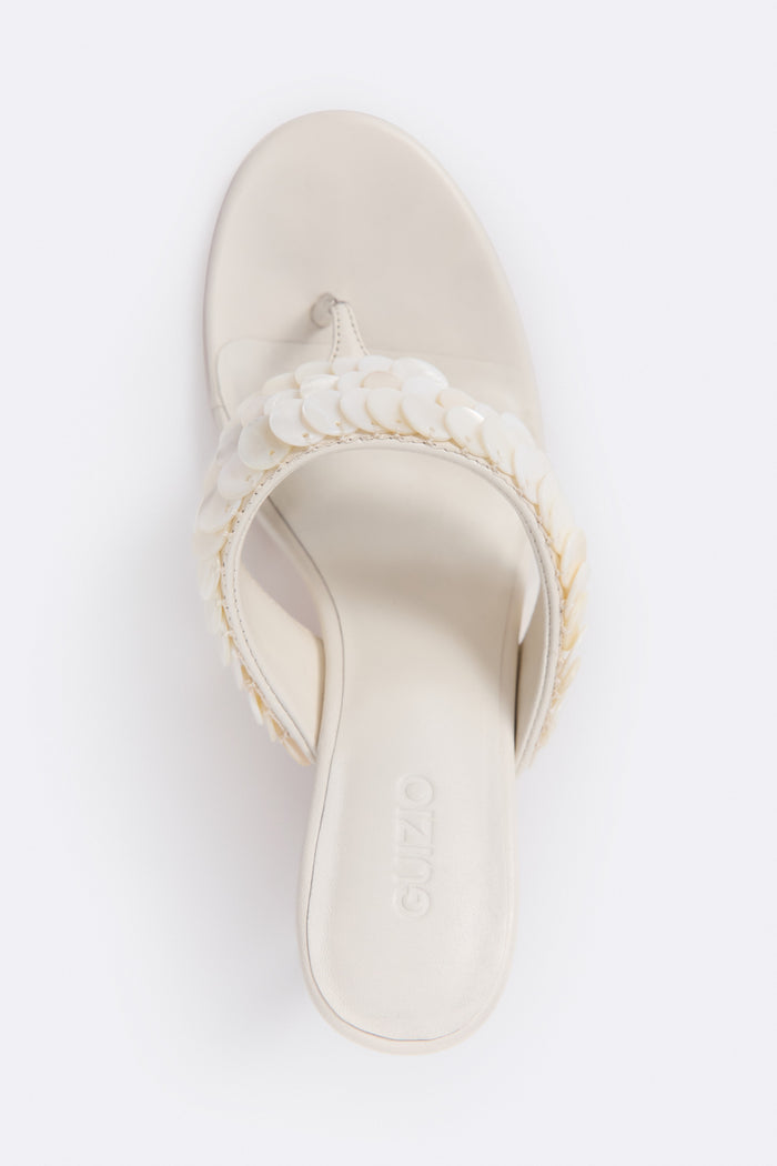 Celeste Paillette Thong Sandal in Ivory