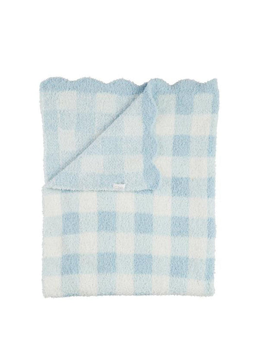 Chenille Blanket - Blue Gingham