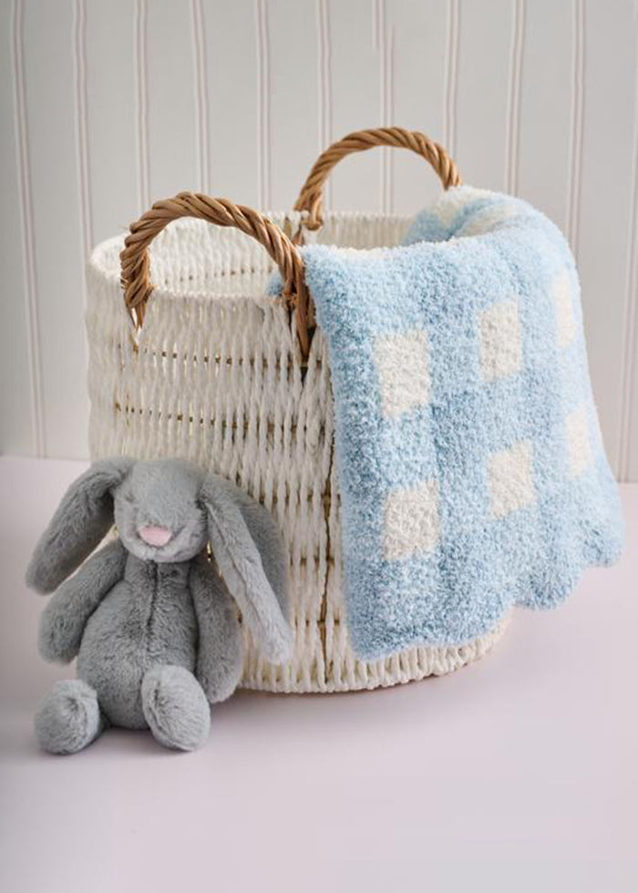 Chenille Blanket - Blue Gingham