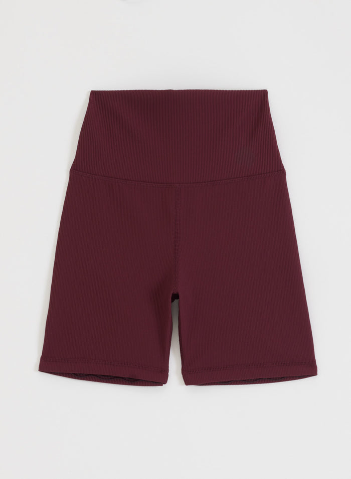 Cherry Ribbed Performance Midi Biker Shorts