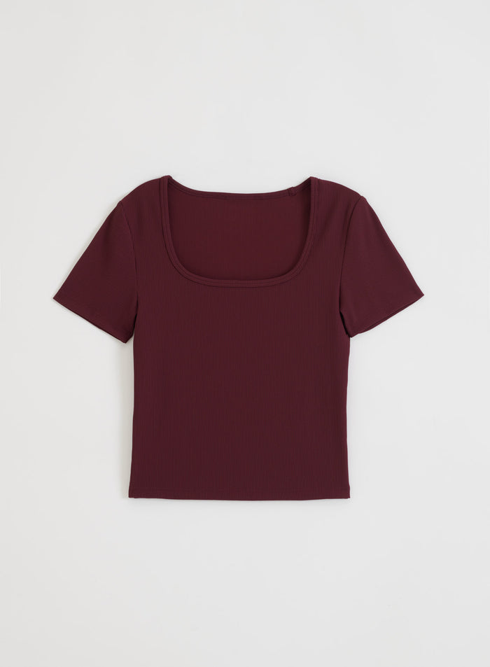 Cherry Ribbed Performance Short Sleeve