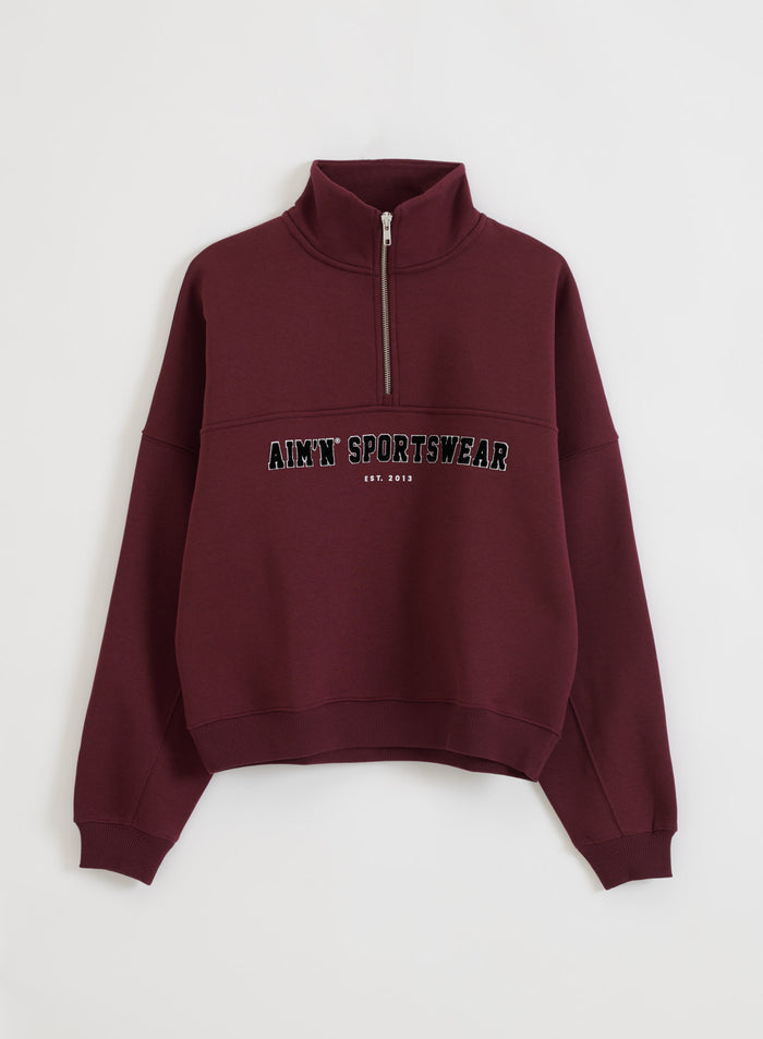 Cherry Varsity Sweat Half Zip