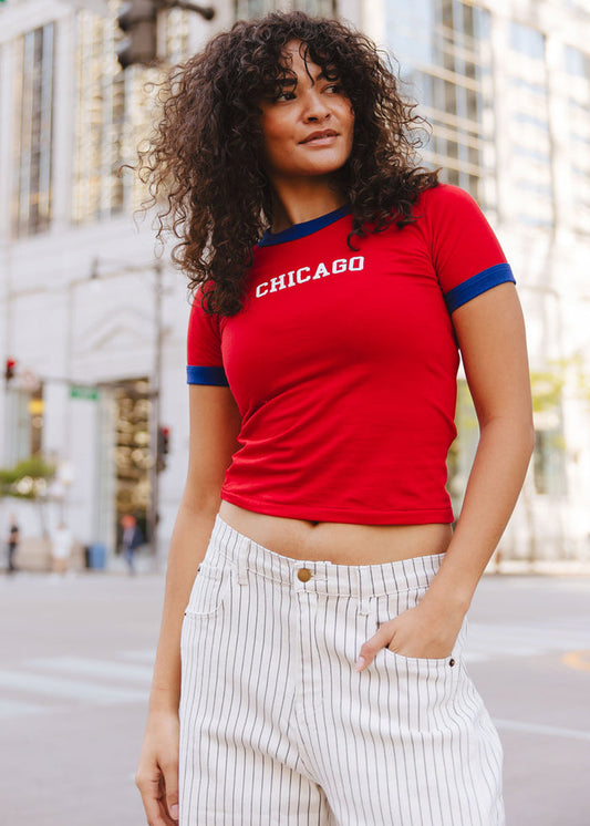 Chicago Ringer Baby Tee - Red