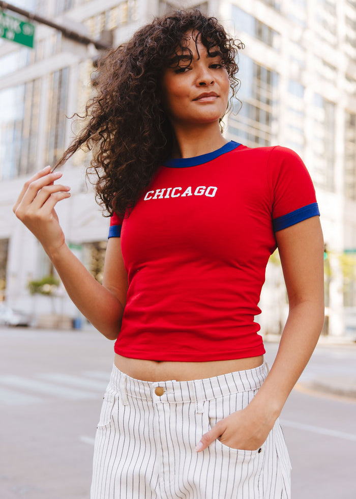 Chicago Ringer Baby Tee - Red