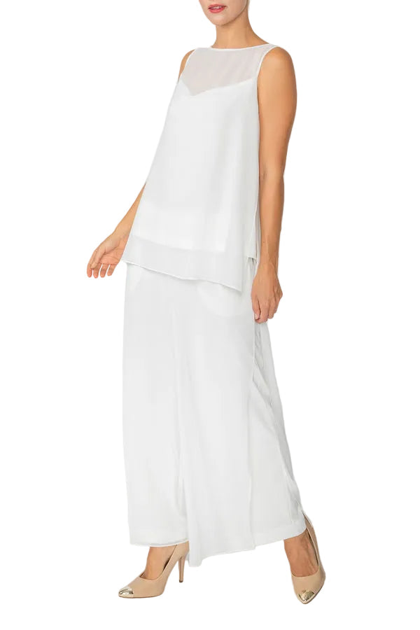 Chiffon Layered Pant in White - 4659P-WT