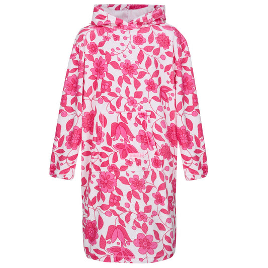 Childrens Floral Towelling Hooded Beach Robe | Fuchsia
