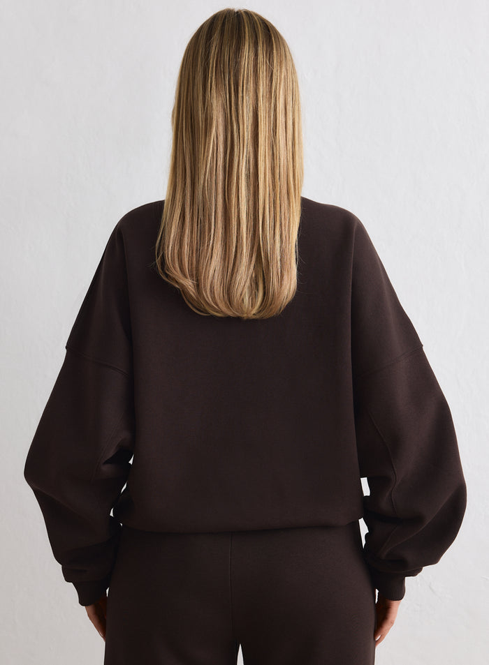Chocolate Varsity Sweat Half Zip