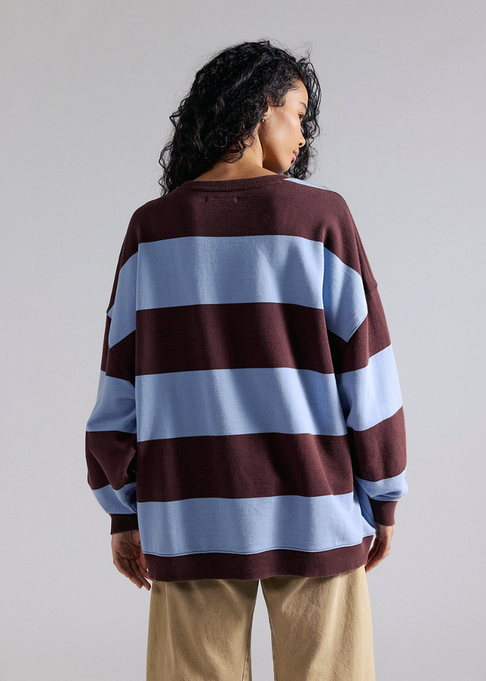 Classic Stripe Crew Wide Knit - Periwinkle Combo