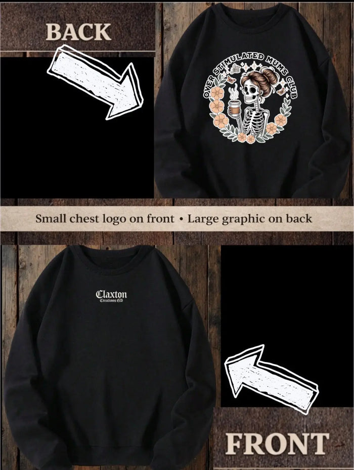 ClaxtoncreationsGB- black overstimulated mums club Black sweater Claxton Creations GB