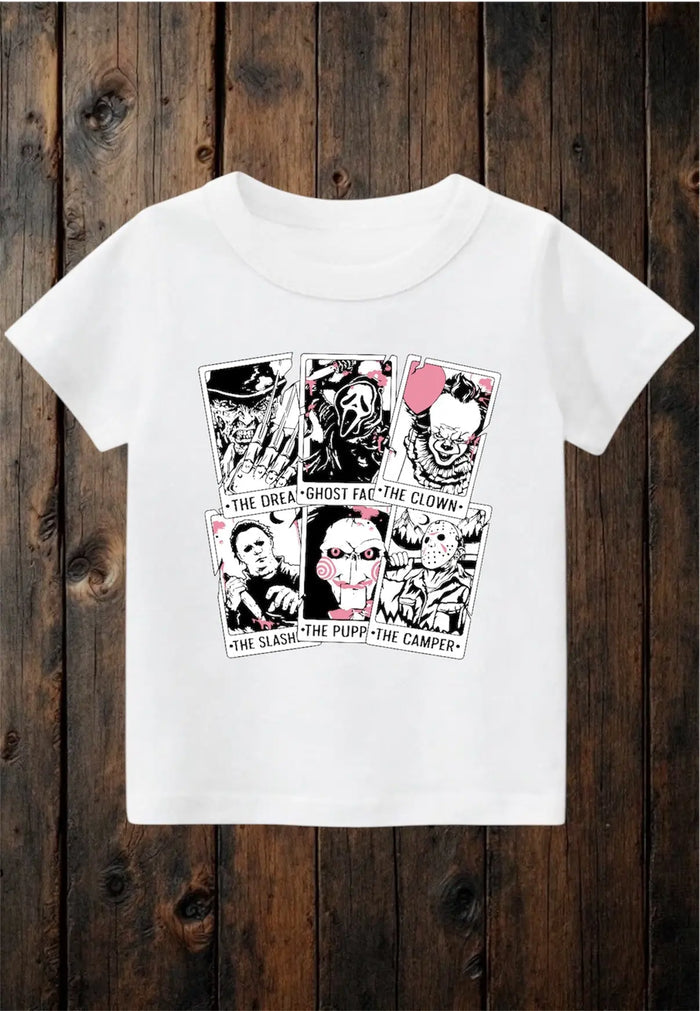 ClaxtoncreationsGB- Horror character cards white Tee Claxton Creations GB