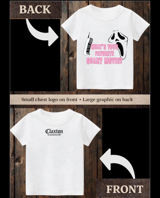 ClaxtoncreationsGB-What’s your favourite scary movie?Scream- white tee Claxton Creations GB