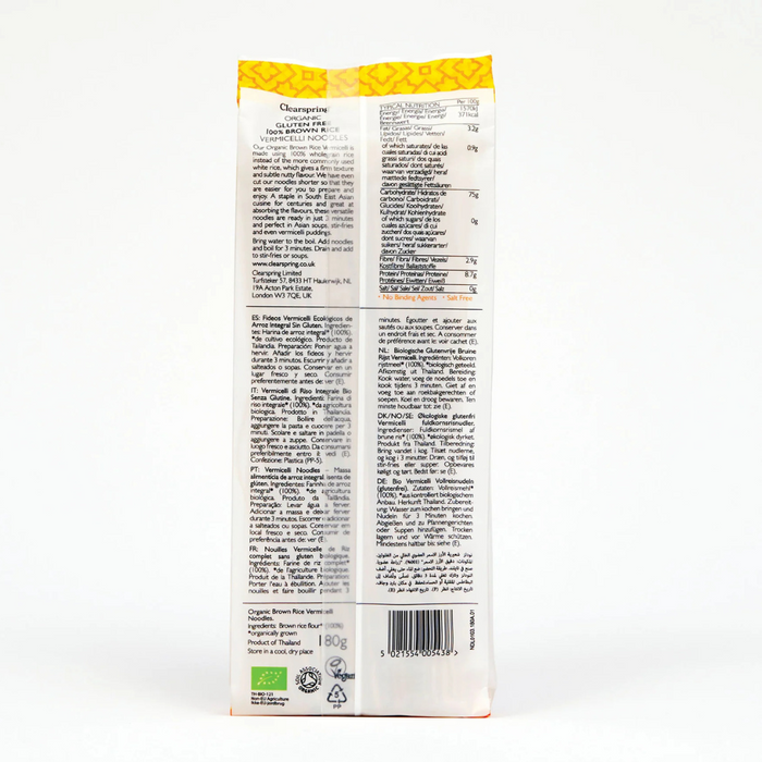 Clearspring Organic Gluten Free 100% Brown Rice Vermicelli Noodles 180g