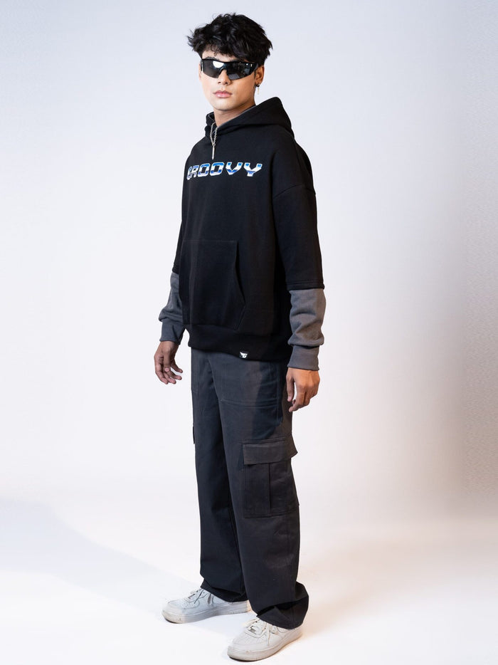 Black Oversized Hoodie Black Colorblock Product Shot – Colorblock Hoodie – GROOVY Pakistan